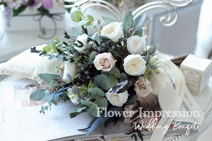 ウエディンブブーケ♡アンティークカラーで！プリザーブドフラワーの  