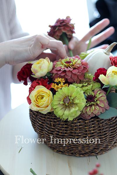 生花・ハロウィンアレンジ♡ハスケットにもりもり♪ - Flower Impression