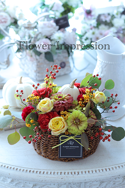 生花・ハロウィンアレンジ♡ハスケットにもりもり♪ - Flower Impression